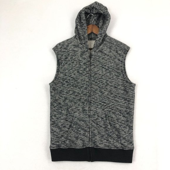 Affliction Black Premium Men's Size Medium Grey Knit Sinners Hooded Zip Vest